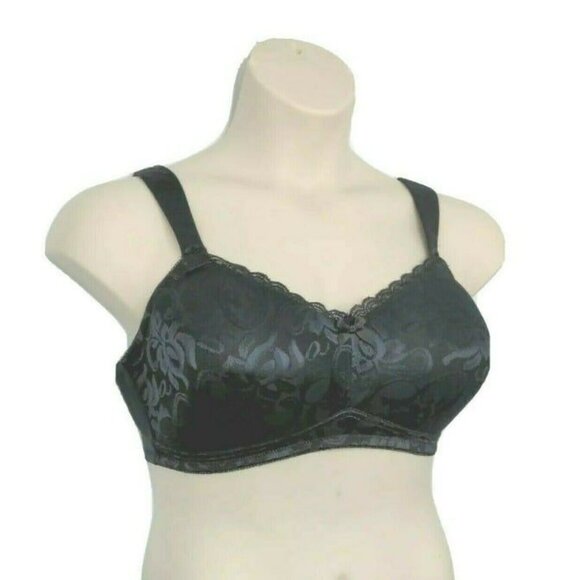 Comfort Choice Womens Jacquard Wireless Bra No Wire Plus Size 42C Black Lace - Picture 9 of 9